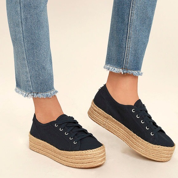 Steve Madden Shoes - STEVE MADDEN Hampton Platform Espadrille Navy 6.5